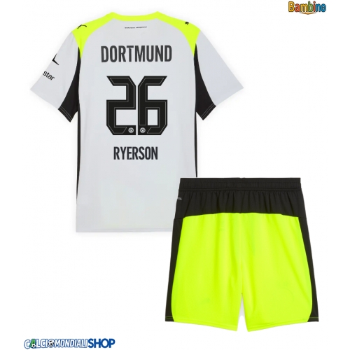 Maglie da calcio Borussia Dortmund Julian Ryerson #26 Seconda Maglia Bambino 2025-26 Manica Corta + Pantaloni corti)